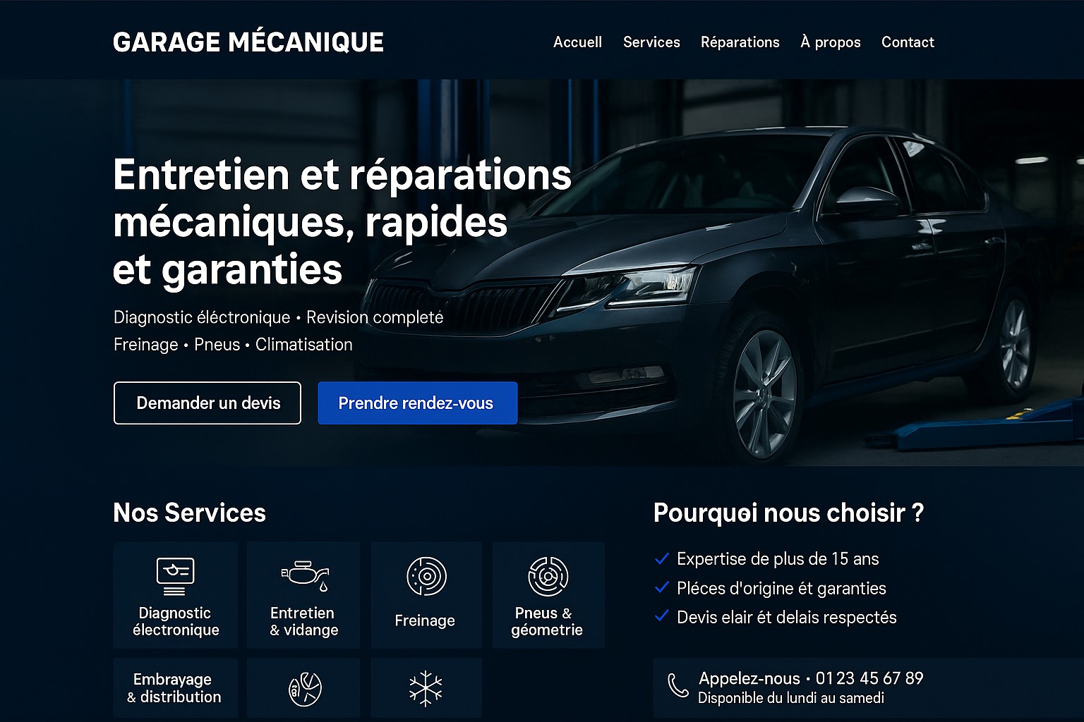 création site internet pas cher pour garage auto