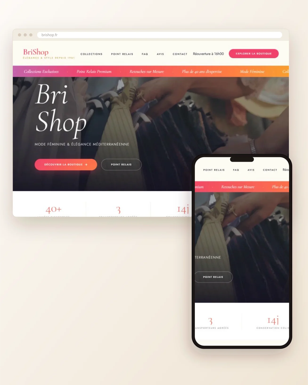 Site internet BriShop, boutique de mode féminine