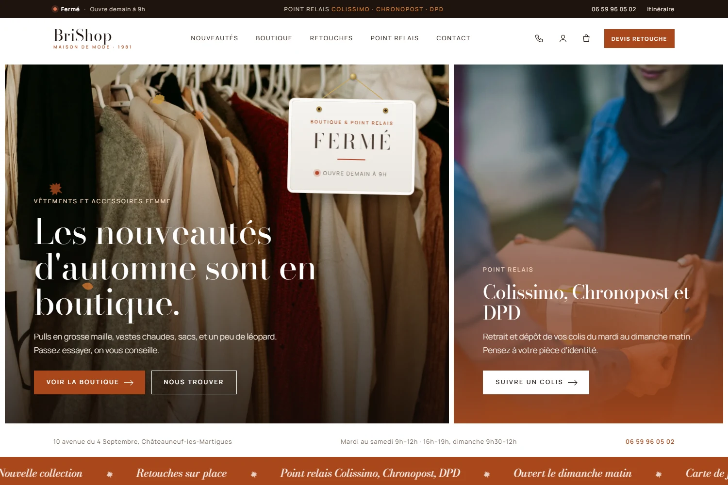 Le site BriShop sur ordinateur