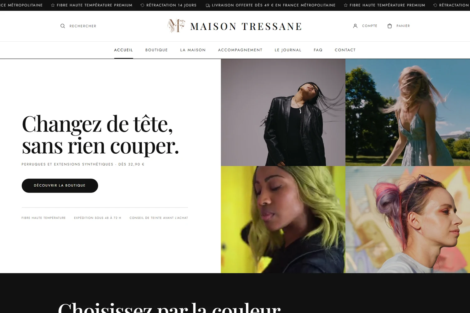 La boutique Maison Tressane sur ordinateur