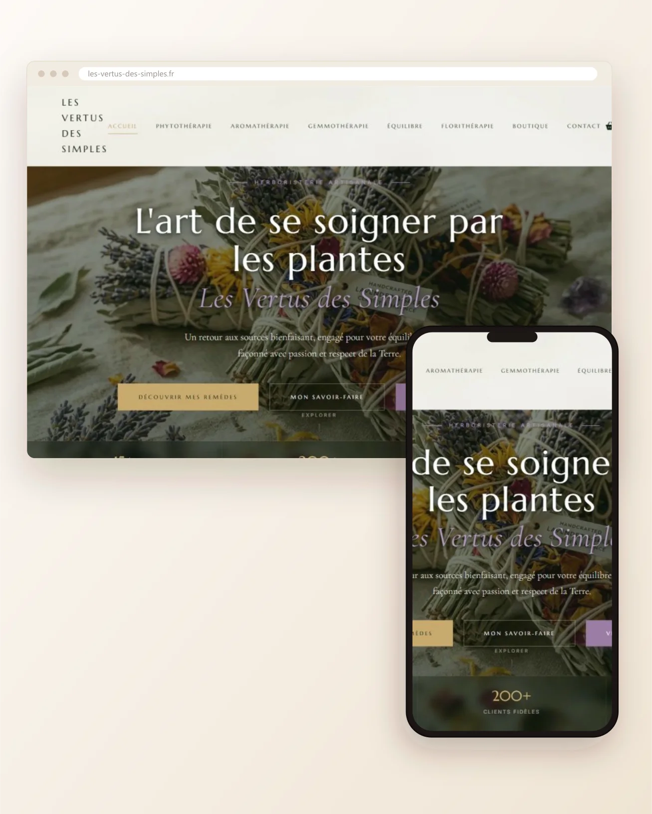Site internet Les Vertus des Simples, herboristerie et boutique en ligne