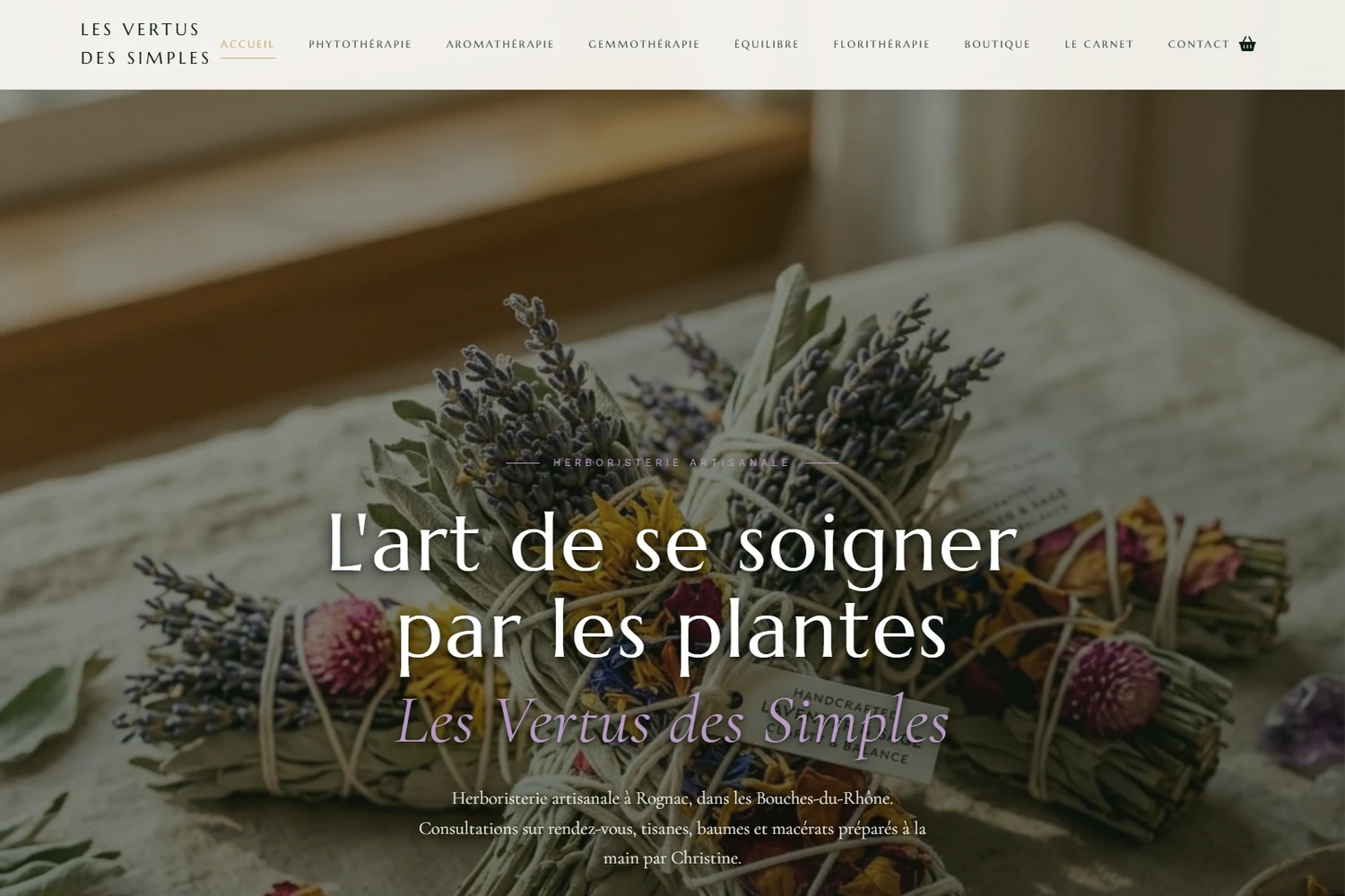 Le site Les Vertus des Simples sur ordinateur