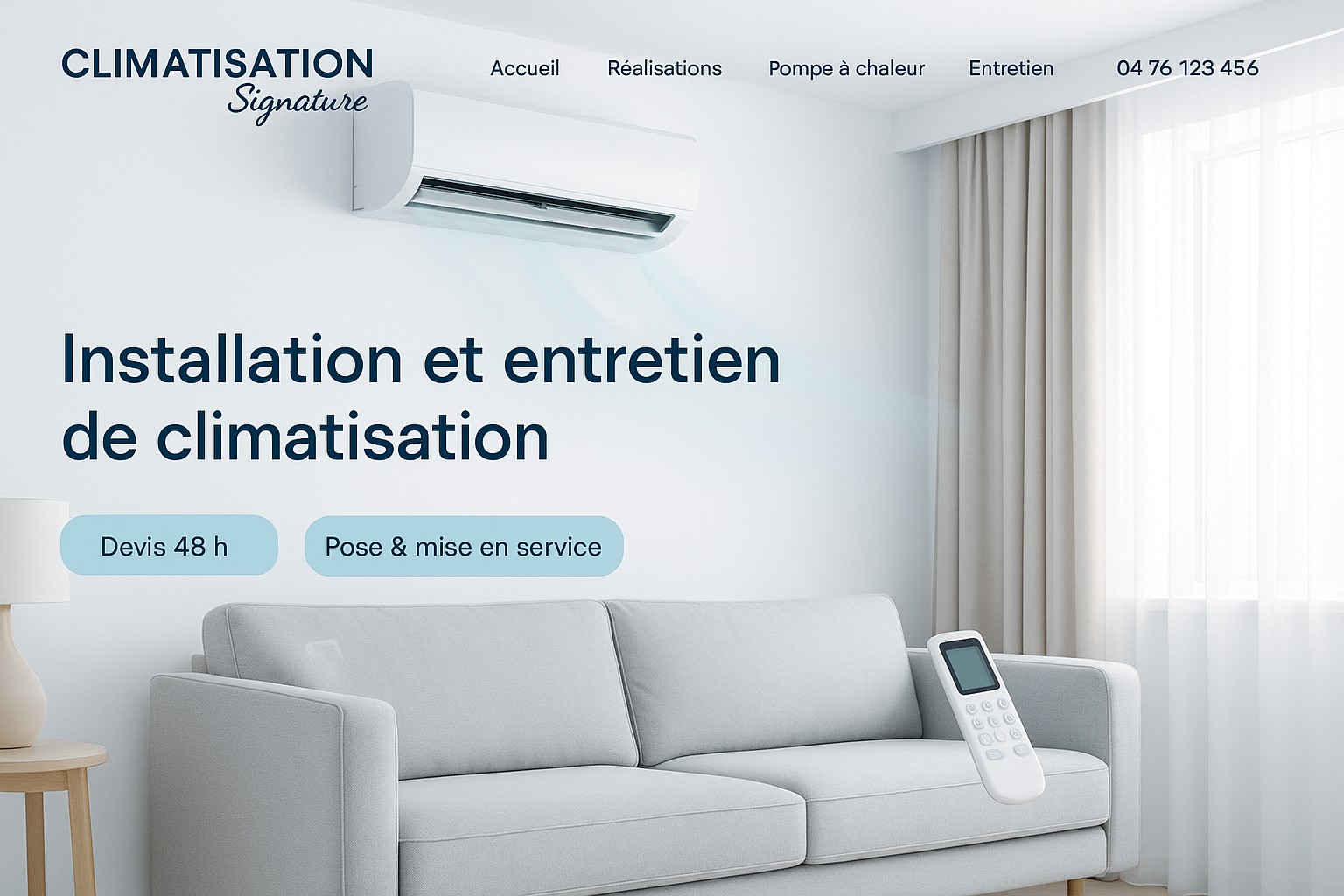 Création de site internet pour installateur de climatiseur: installation, entretien, dépannage