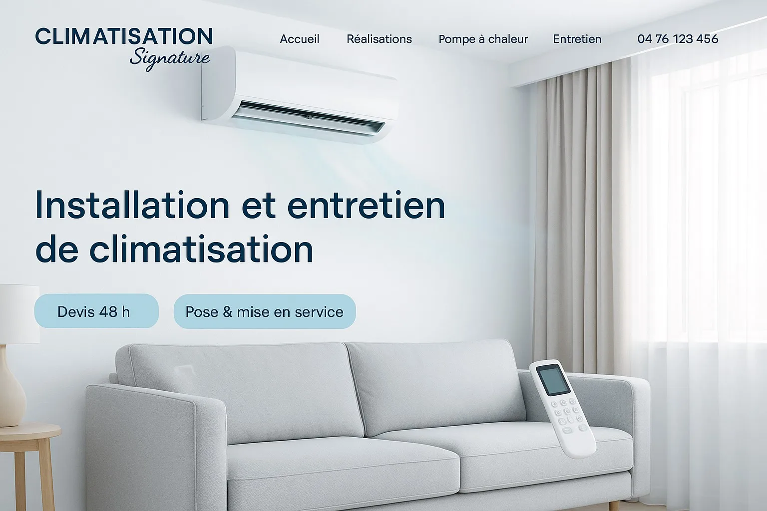 Site internet pour installateur de climatiseur: captez installation, entretien, dépannage