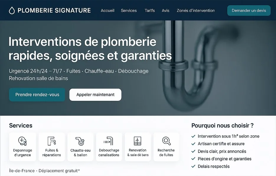 Site internet plombier