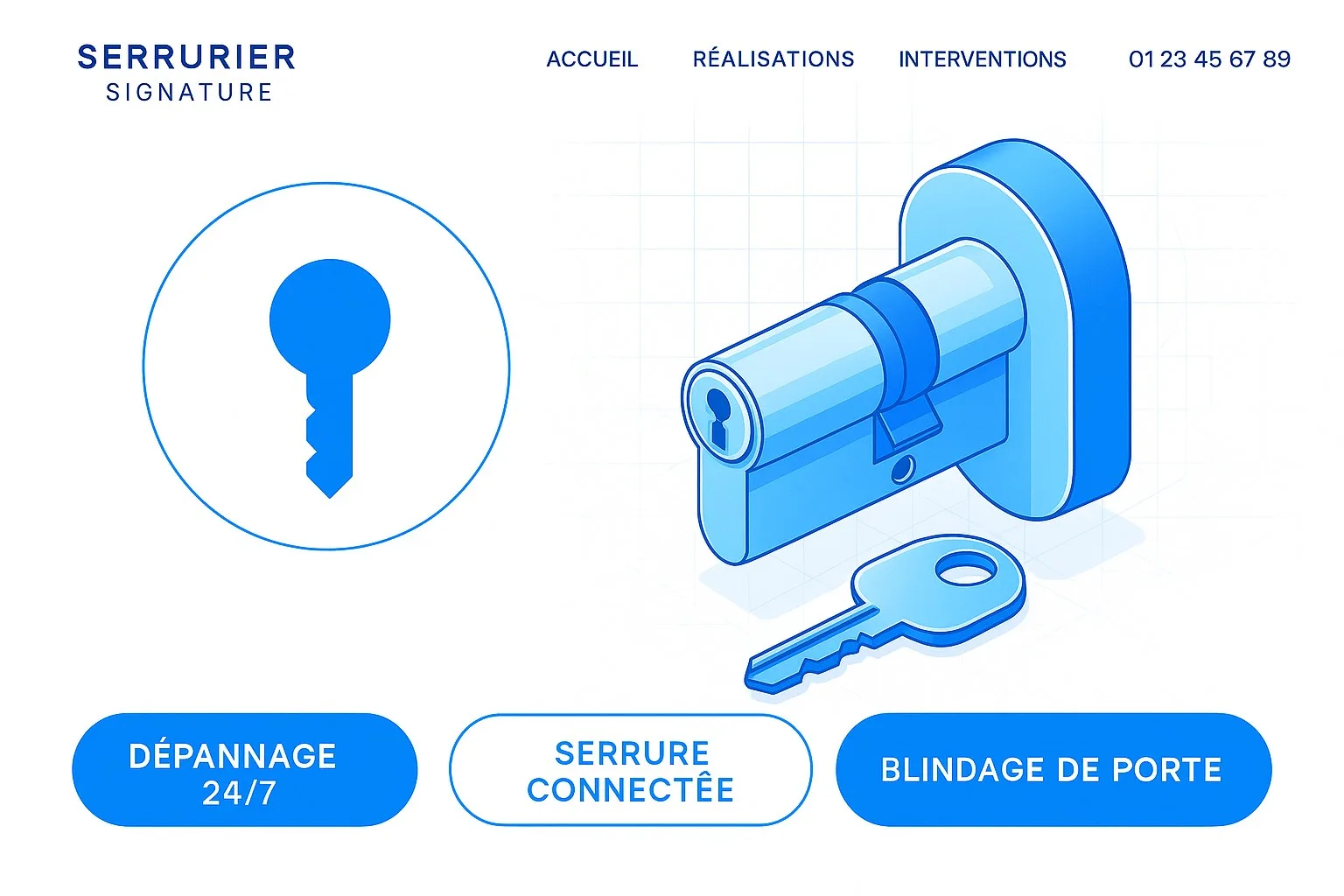 Site internet pour serrurier: urgences 24/7 et interventions rapides