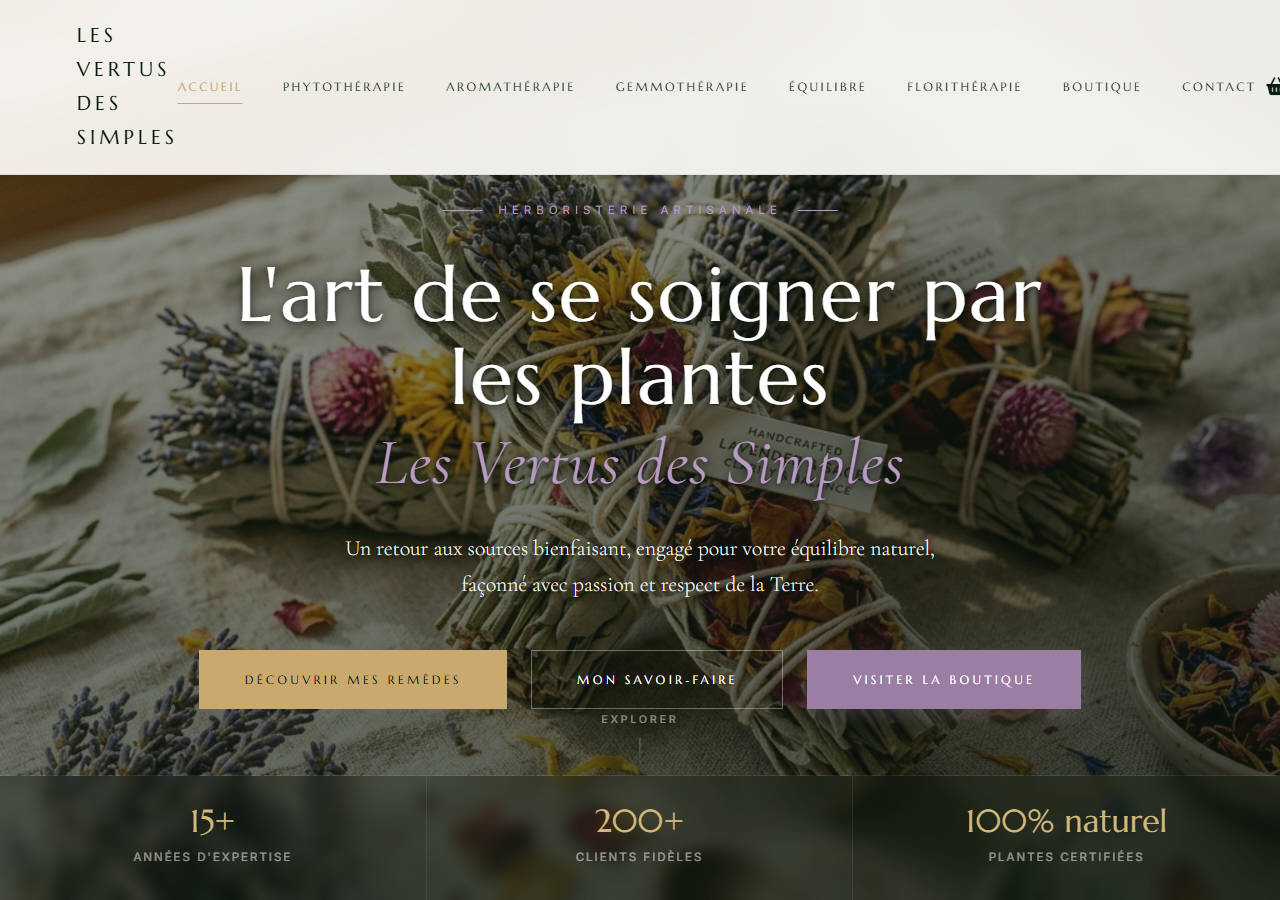 Site herboristerie avec boutique