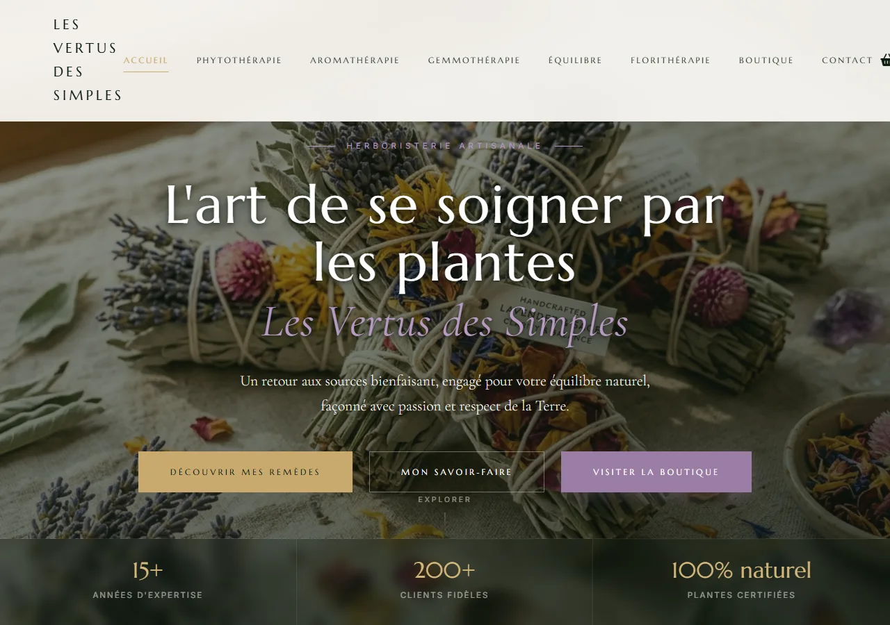Site herboristerie avec boutique